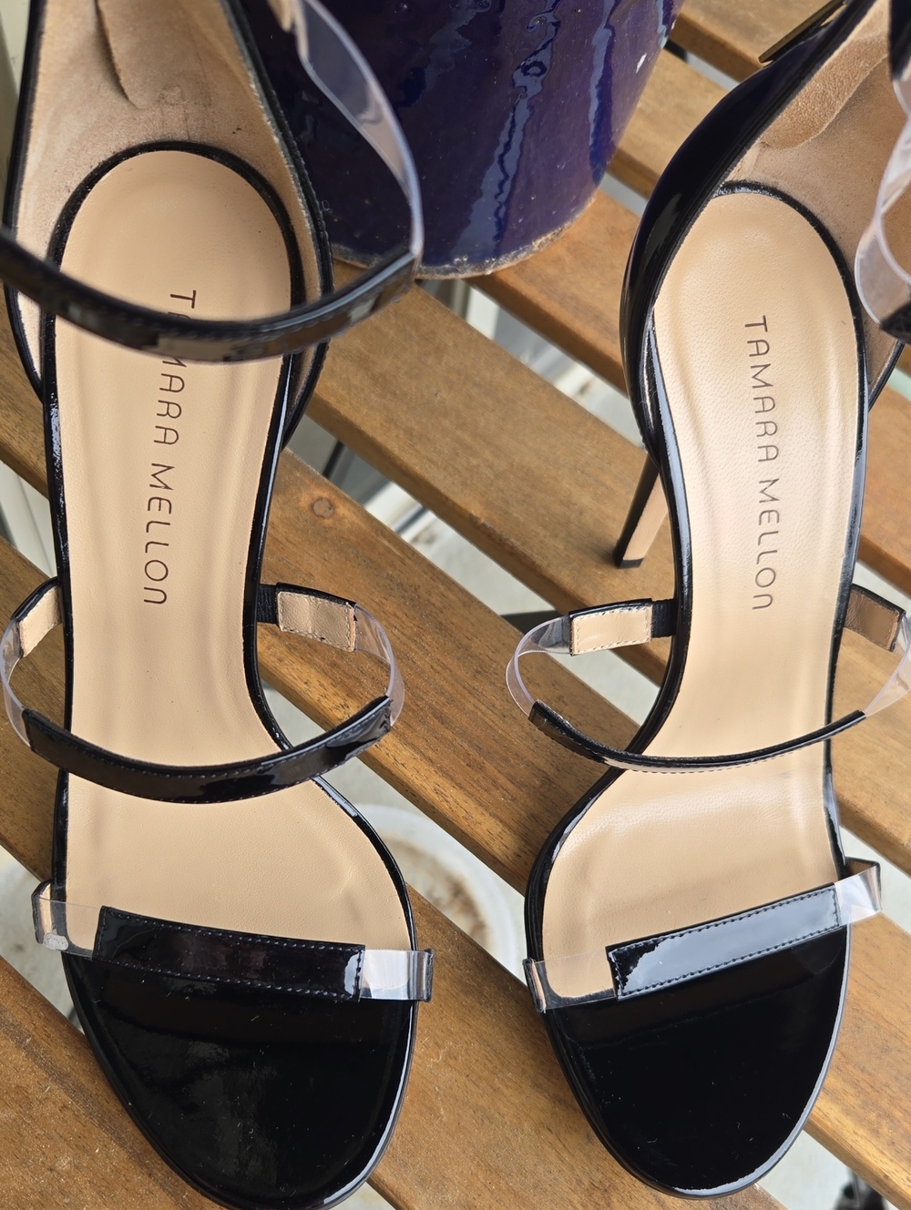 Tamara Mellon Frontline 75 Black Patent Clear Heels  Womens EU 38.5 - Picture 4 of 16